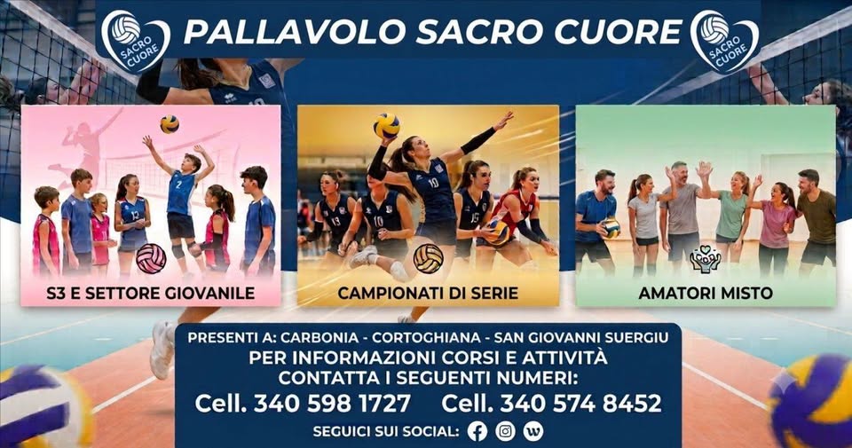 Copertina pubblicata dalla polisportiva con le attività di pallavolo
